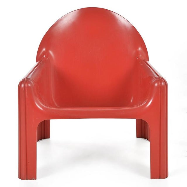 Red Plastic Armchairs by Gae Aulenti for Kartell, Set of 3 For Sale - Image 3 of 11