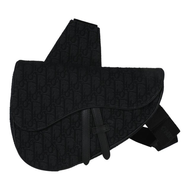 Black Oblique Jacquard Canvas Saddle Crossbody For Sale