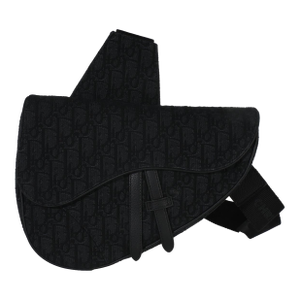 Black Oblique Jacquard Canvas Saddle Crossbody