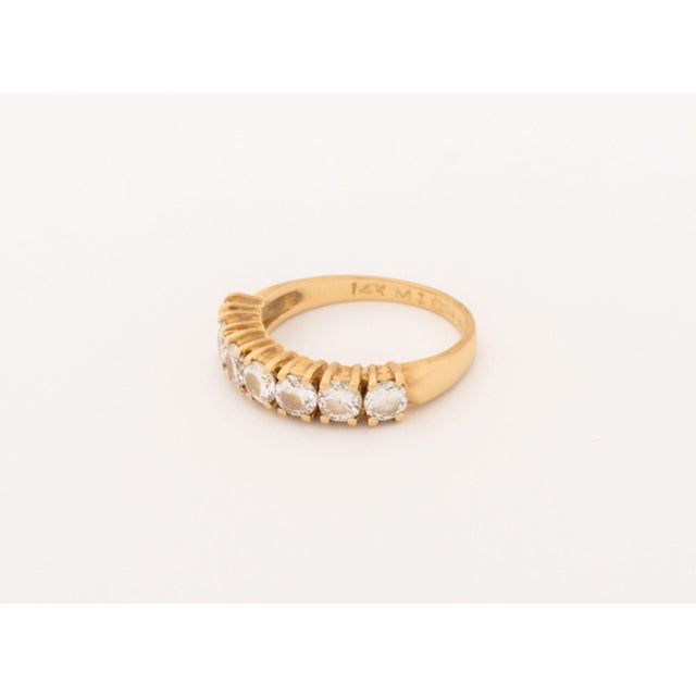 Metal Vintage 14k Yellow Gold and Diamond Wedding Band For Sale - Image 7 of 8