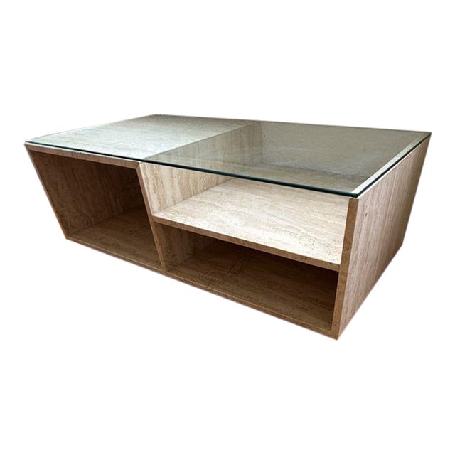 Open Frame Travertine Coffee Table For Sale