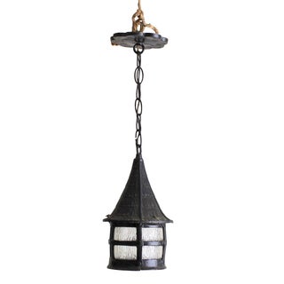 Tiki Hut Cast Iron Pendant For Sale