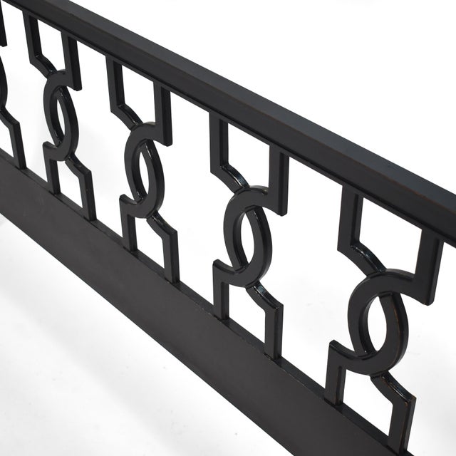 Black Mid 20th Century Hollywood Regency King Size Headboard For Sale - Image 8 of 11