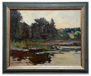 Alfejs Bromults, Tree Silhouette, Oil on Cardboard