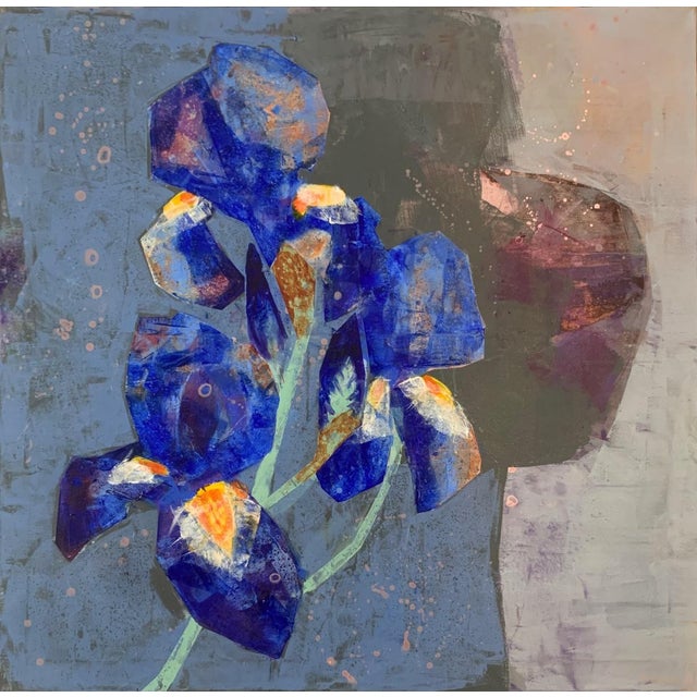 Early 21st Century Anna Masiul-Gozdecka, Blue Irises, 2023, Acrylic on Canvas For Sale - Image 5 of 5