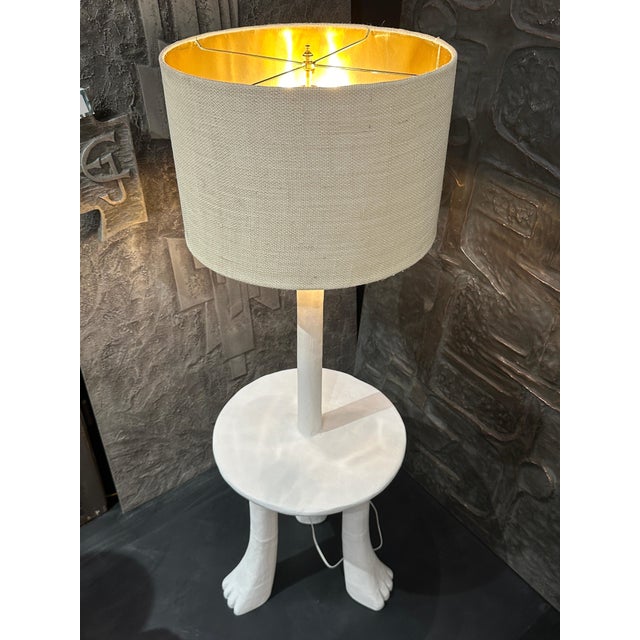 Wood Primitive Tribal Plaster End / Side Table / Floor Lamp For Sale - Image 7 of 12