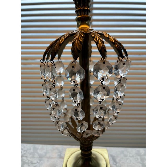 Vintage Westwood Industries Hollywood Regency Brass & Crystal Cage Table Lamp 33 For Sale - Image 10 of 11