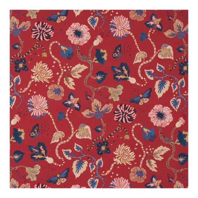 Schumacher x Happy Menocal Gloriette Fabric in Red For Sale