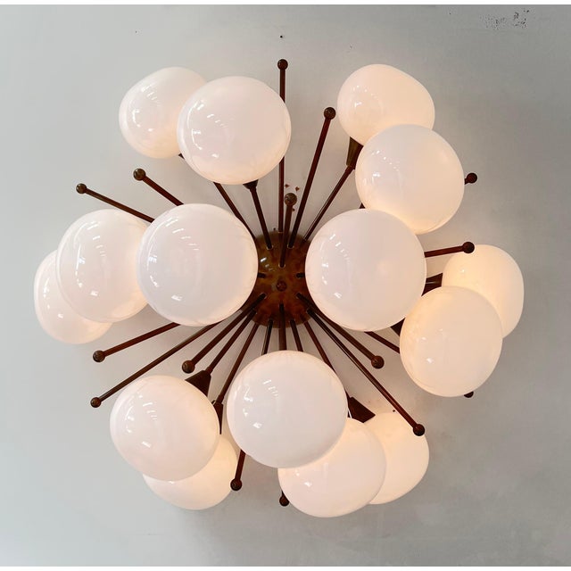 Metal 21st Century Mezzo Bronze White Pebble Murano Glass Flush Mount by Fabio LTD For Sale - Image 7 of 7