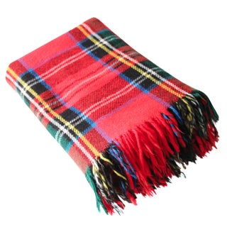Vintage Red Plaid Throw For Sale