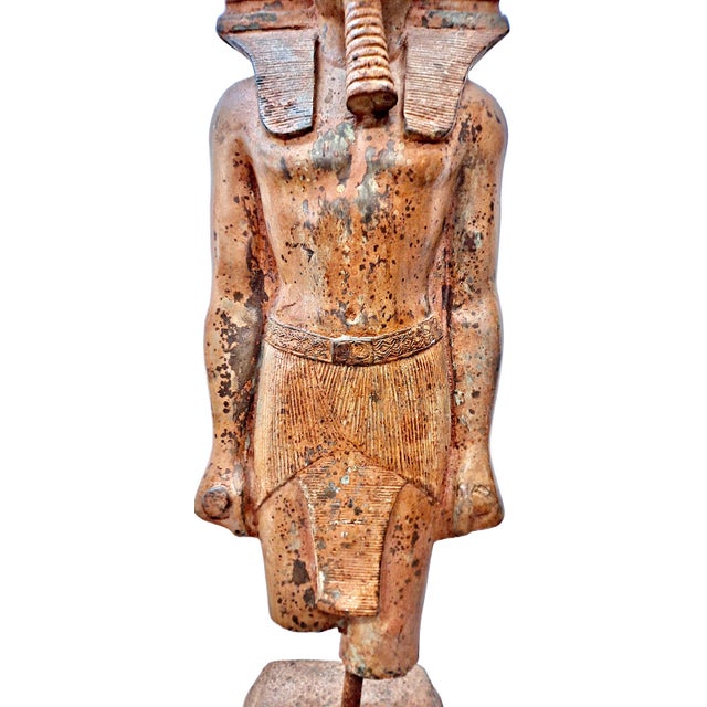 Antique Painted Metal Statue of an Egyptian Pharoah For Sale In San Francisco - Image 6 of 12