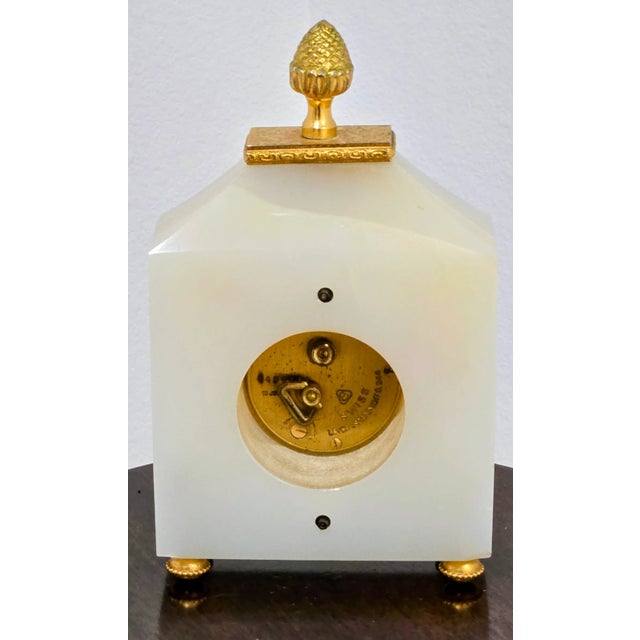 White Swiss Imhof Onyx & Gilt Bronze Carriage Clock – 15 Jewels For Sale - Image 8 of 9