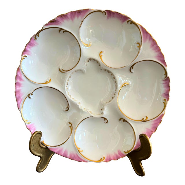 Antique Oyster Plate in French Porcelain from Haviland Limoges, 1890s For Sale