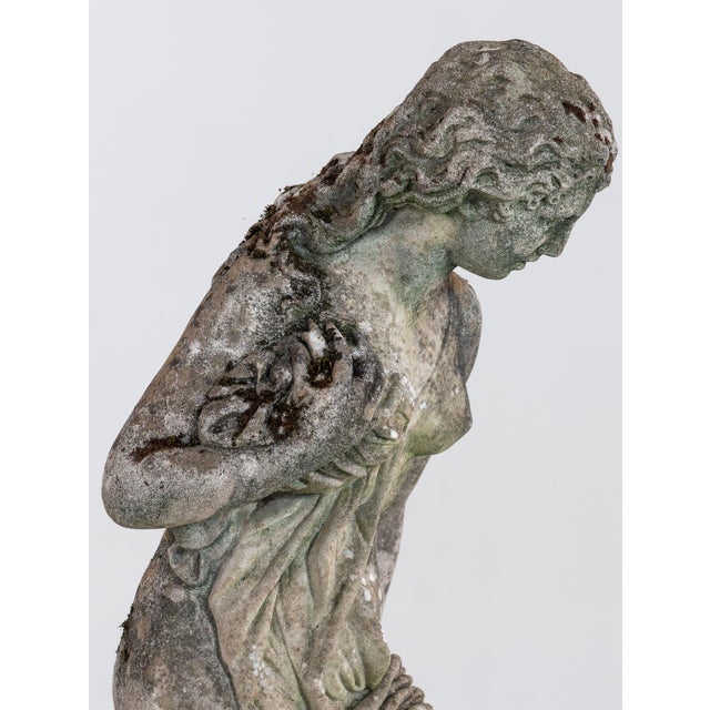 Composite Stone Weathered Garden Statue of Maiden or Goddess, England Mid 20th C. For Sale - Image 16 of 18