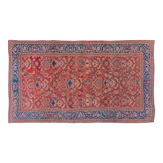 Antique Persian Sultanabad Red Botanic Handmade Wool Rug For Sale