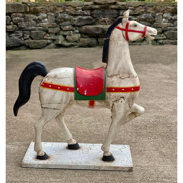 Antique Primitive Farmhouse Wood Carved Carousel Pony, c. Early 20th Century - Pairs Nicely with Many Eclectic & Farmhouse...