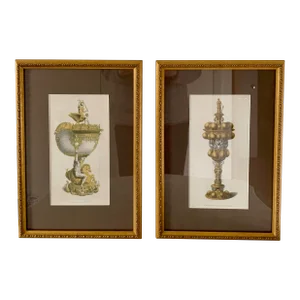 Framed Prints of Pieces in Her Majesty's Collection at Windsor by H. Shaw, Pair