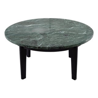 Italian Verde Antico Marble Round Coffee or Cocktail Table For Sale