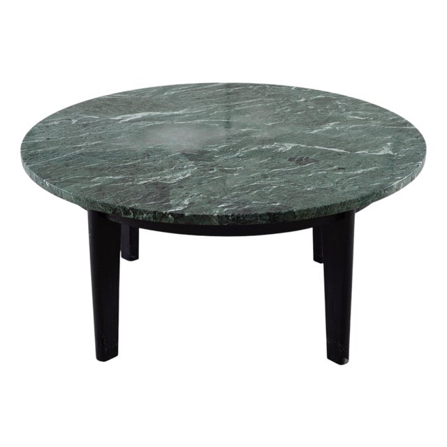 Italian Verde Antico Marble Round Coffee or Cocktail Table For Sale