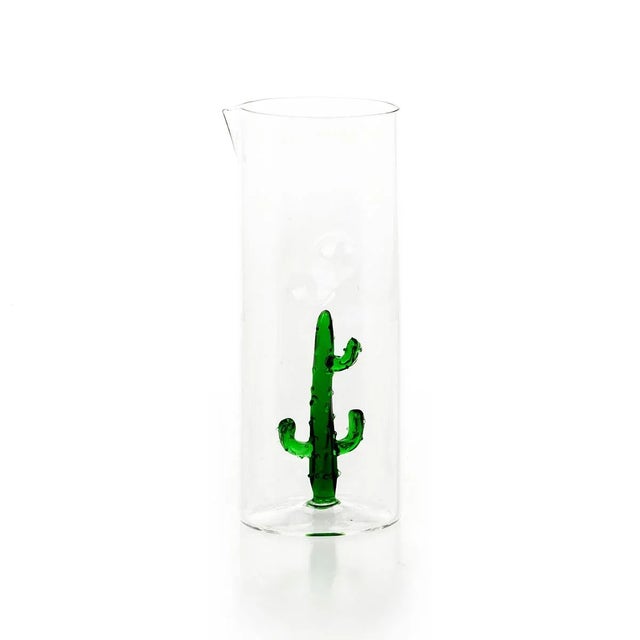 Cactus set composed by Cactus jug and cactus 4 glasses made in transparent and green Venetian glass. A masterful showcase...