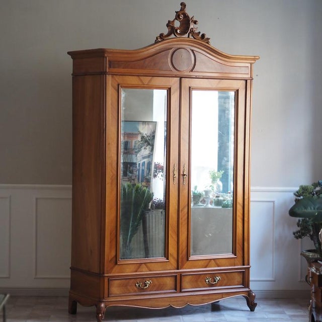 Antique Louis XV Style Wardrobe with Mirrored Doors, 1900s For Sale - Image 18 of 18