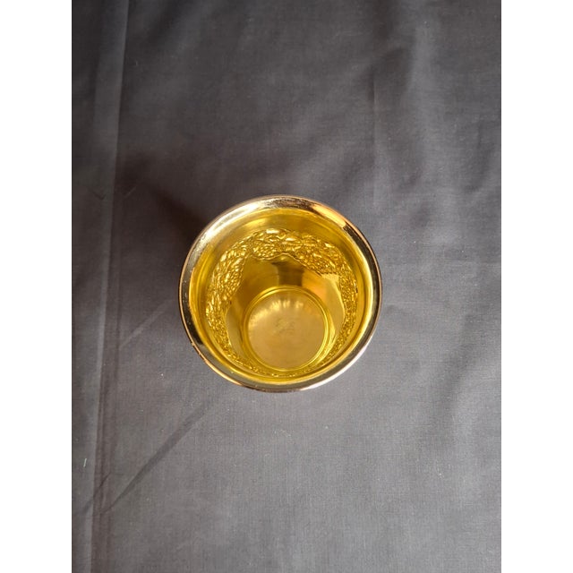 Vintage Hazorfim Sterling Silver Kiddush Cup Grape Motif Gold Wash Interior 47g For Sale - Image 10 of 17