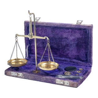 Balancing Scale with Coin Weights For Sale