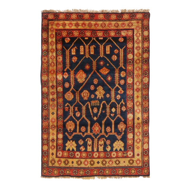 Vintage Samarkand Khotan Traditional Red and Blue Wool Rug Chairish