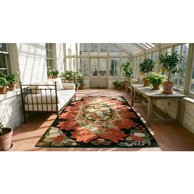 19th Century American Hooked Rug ( 6'2" x 10'6" - 188 x 320 ) For Sale - Image 13 of 15
