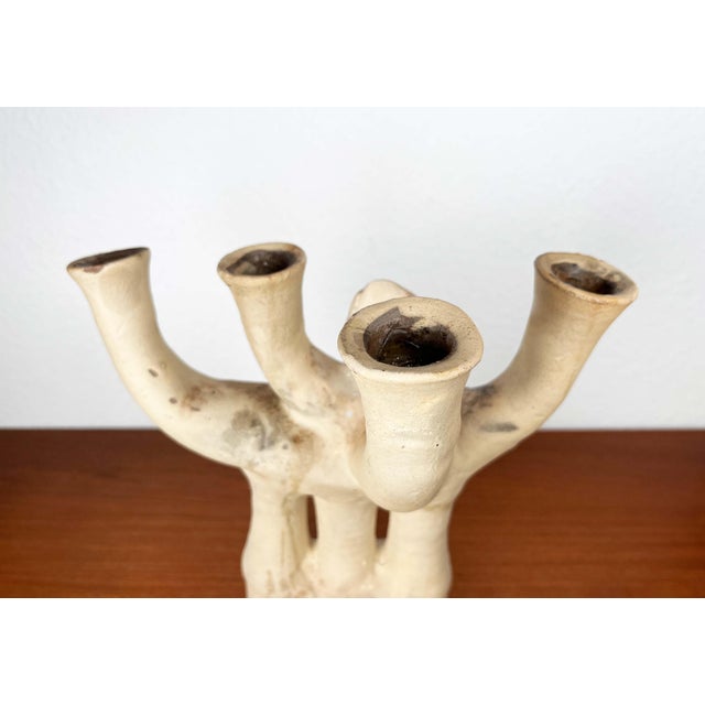 Brutalist German Studio Pottery Sculptural Candleholder from Hans Fischer, 1980s For Sale - Image 3 of 18