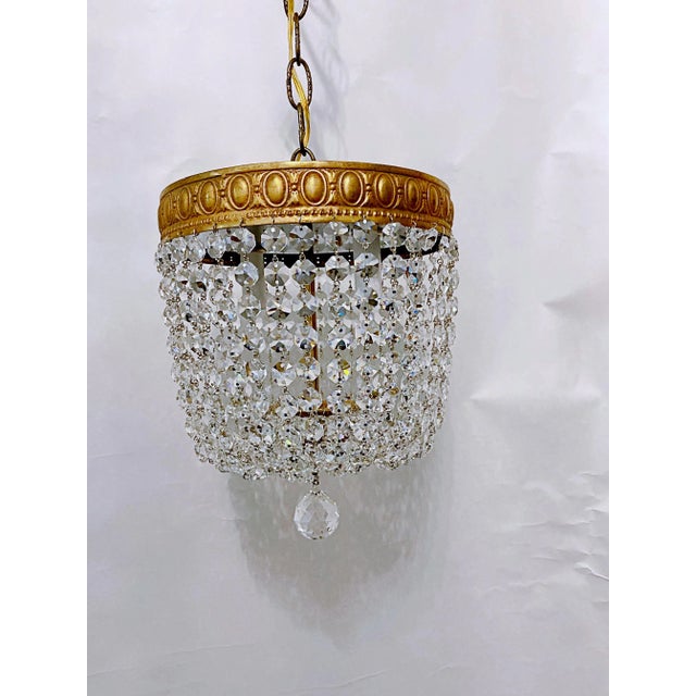 1950s Italian Brass Basket Chandelier For Sale - Image 10 of 10