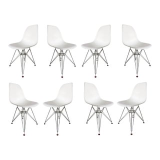 Charles and Ray Eames Plastic Chairs, Eiffel Bases for Vitra, Set of 8 For Sale