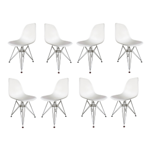 Charles and Ray Eames Plastic Chairs, Eiffel Bases for Vitra, Set of 8