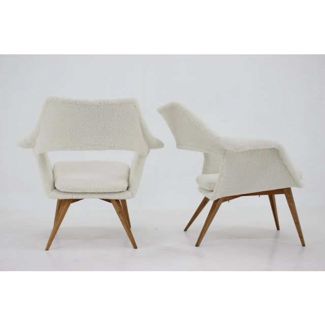 1960s Set of Sheepskin Shell Armchairs from Miroslav Navratil, 1960s For Sale - Image 5 of 10