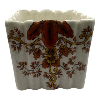 Vintage Ceramic Italian Hand-Painted Cachepot For Sale