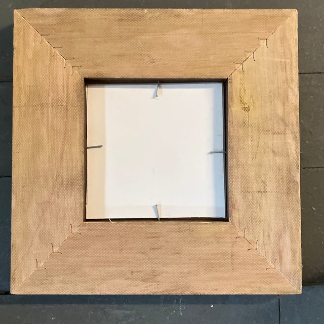 Abstract 1980’s Original Wayne Cunningham Small Abstract Blue Ink Drawing Distressed Wood Frame For Sale - Image 3 of 3