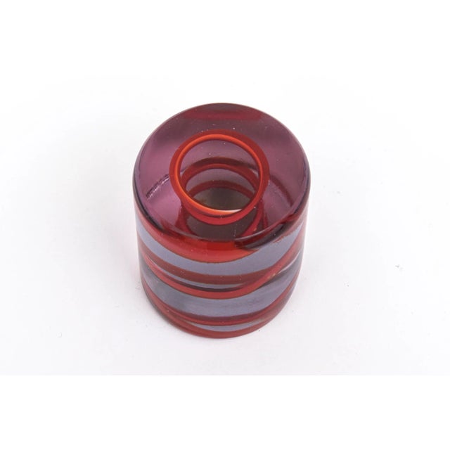 Vintage 1980's Spiral Zigzag Glass Paperweight Red, Purple For Sale - Image 9 of 10