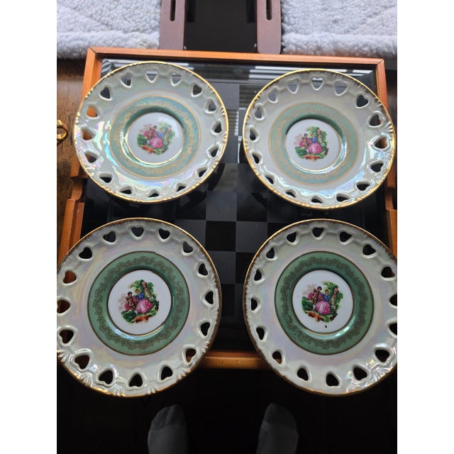 Ceramic 1920sImperial Czechoslovakia Iridescent Lusterware Tea Cup and Saucer Set - Set of 4 For Sale - Image 7 of 8
