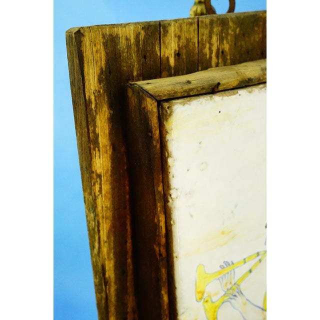 20th Century, Archaic Ceramic Tile Plaque with Wooden Support, Viterbo Tuscia Italy., 1920s, Ceramic For Sale - Image 17 of 18