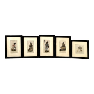 Set of Five Antique Indian Figurative Paintings For Sale