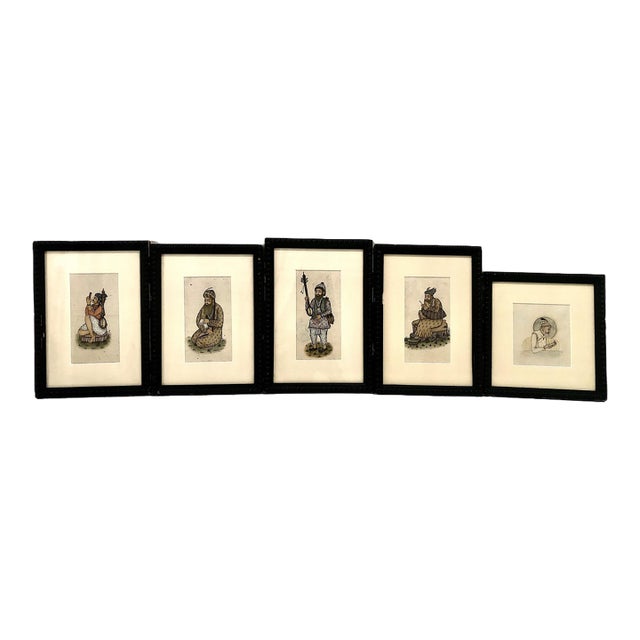 Set of Five Antique Indian Figurative Paintings For Sale