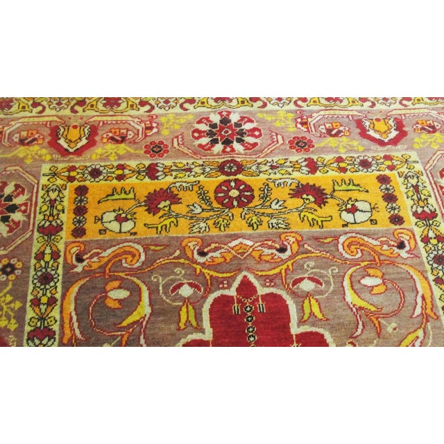 Early 20th Century Antique Anatolian Oushak Prayer Rug-4'5" X 6 '4" For Sale - Image 5 of 9
