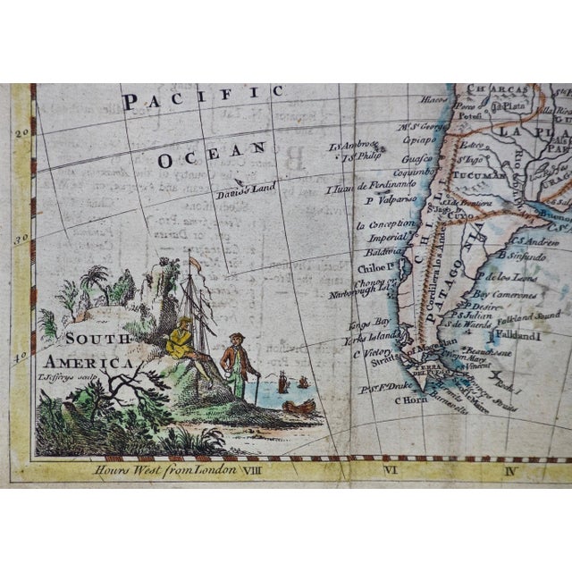 Traditional A Hand Colored 18th Century Framed Map of South America by Thomas Jefferys, 1750 For Sale - Image 3 of 7