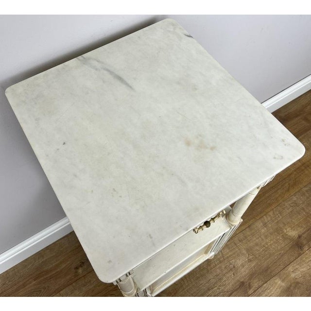 Antique French Oak Bedside Table with Marble Top For Sale - Image 13 of 14