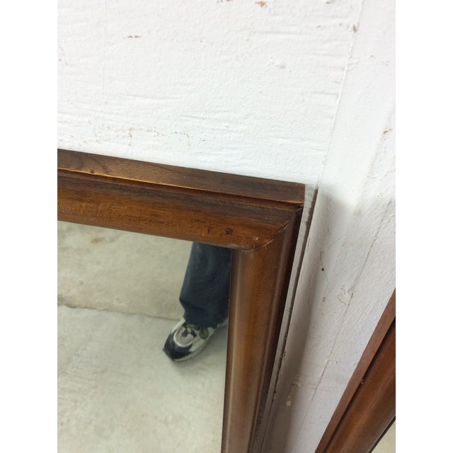 Pair of Mid Century Modern Rectangular Wall Mirrors With Thin Walnut Frame For Sale In Philadelphia - Image 6 of 18