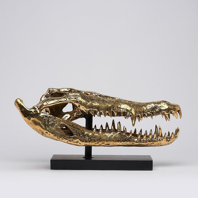 Sculpture of a Crocodile Head, 21st Century, Gilded Bronze For Sale - Image 10 of 10
