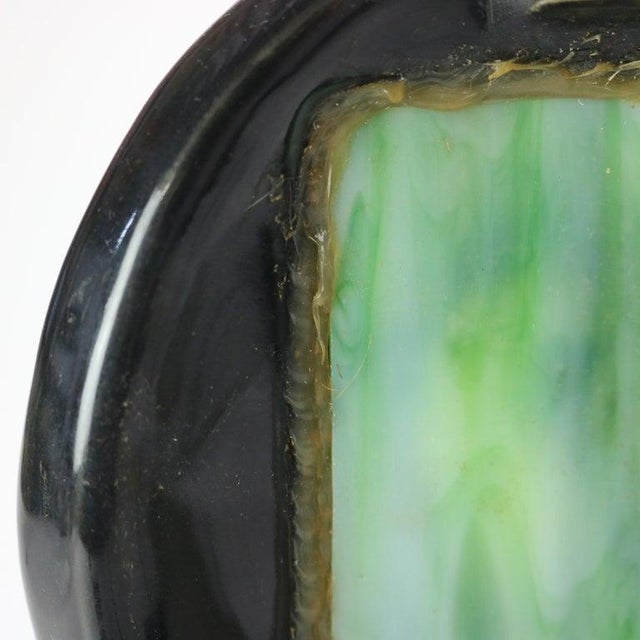 Antique Art Deco Figural Pottery and Slag Glass Table Lamp C1930 For Sale - Image 11 of 12