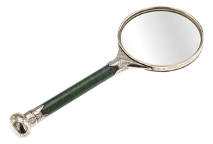 Antique Silver and Spinach Jade Magnifying Glass, 1880s