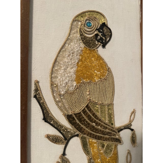 Gemstone 1960’s Gravel& Beaded Mosaic Art Wall Hanging- Set of 2 For Sale - Image 7 of 12