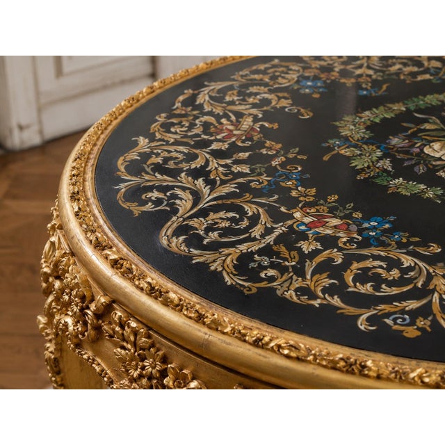 1980s Italian Artisan Baroque Gold Beech Floral Center Table For Sale - Image 13 of 18